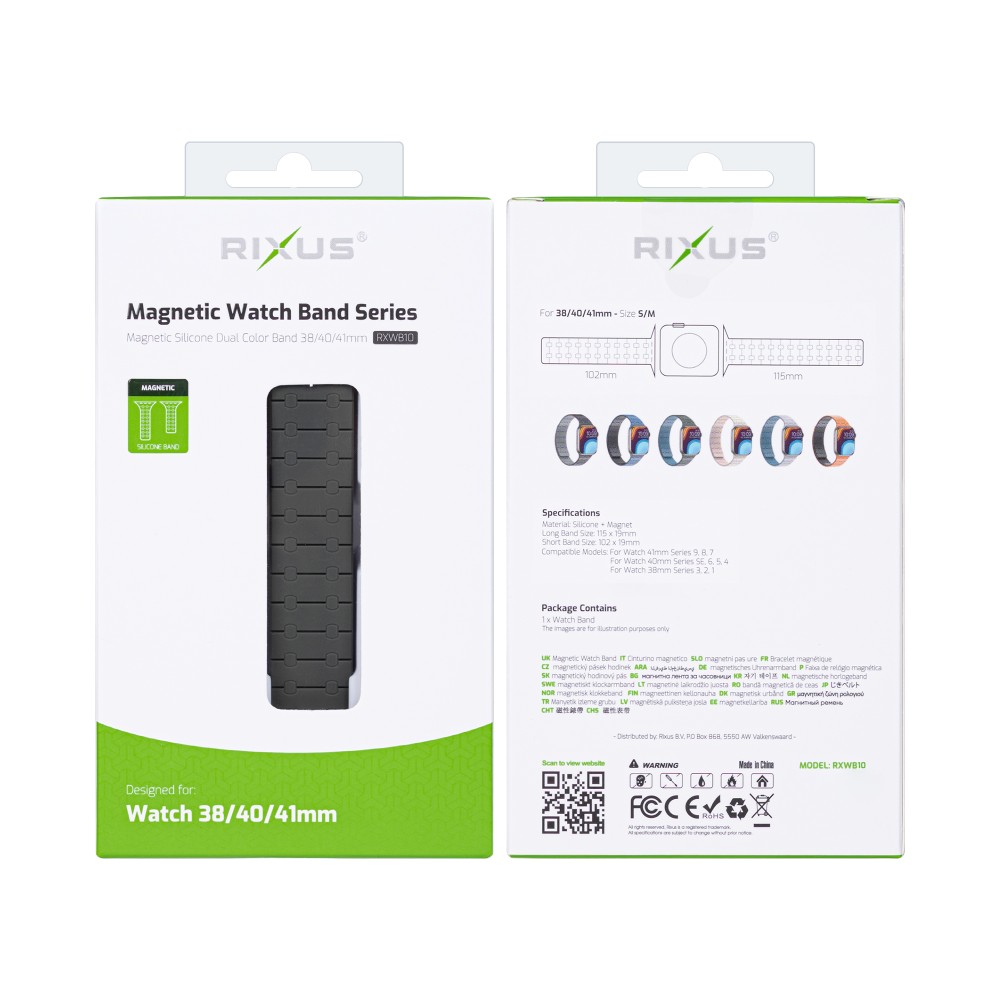 Rixus Silicone Band With Magnetic For Apple Watch 38mm, 40mm, 41mm Dark Green + Deep Blue