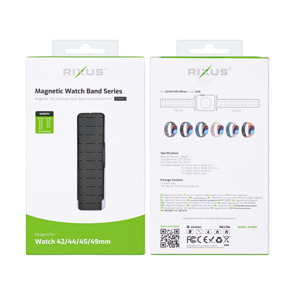 Rixus Silicone Band With Magnetic For Apple Watch 42mm, 44mm, 45mm, 49mm Dark Green + Deep Blue