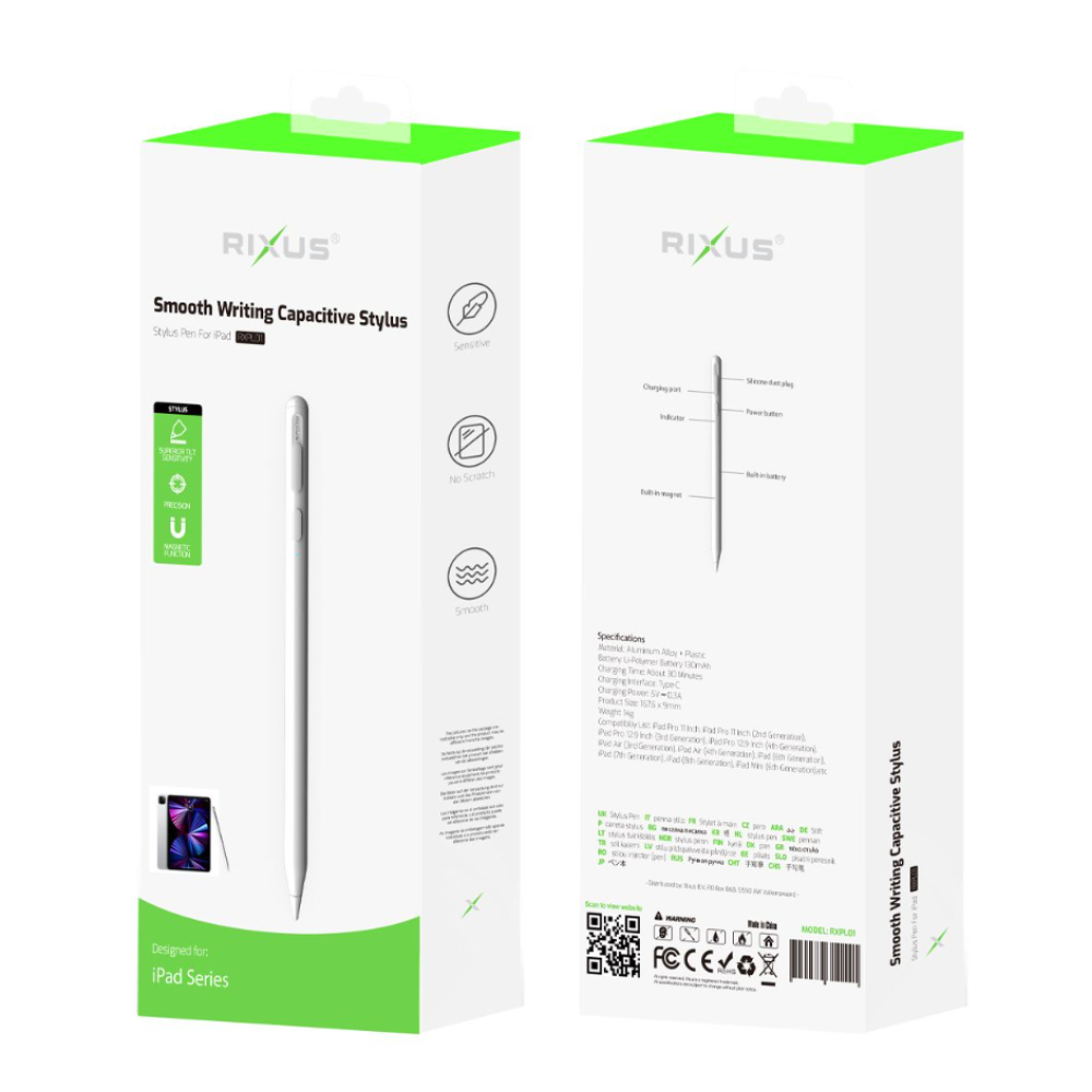Rixus RXPL01 Pencil With Fast Charge And Palm Rejection White