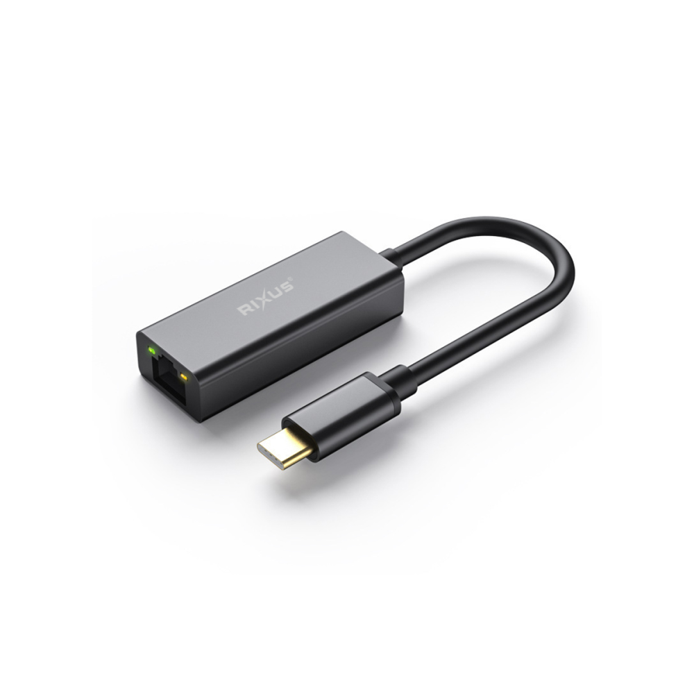 Rixus RXEA01 Type-C To 1000Mbps Card RJ45 Gigabit Drive-free Grey