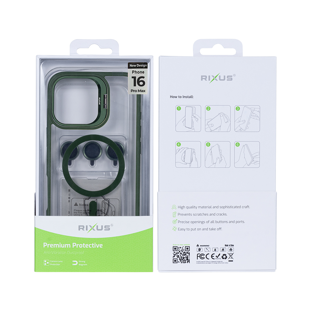 Rixus Classic 03 Case With MagSafe For iPhone 16 Pro Max Dark Green