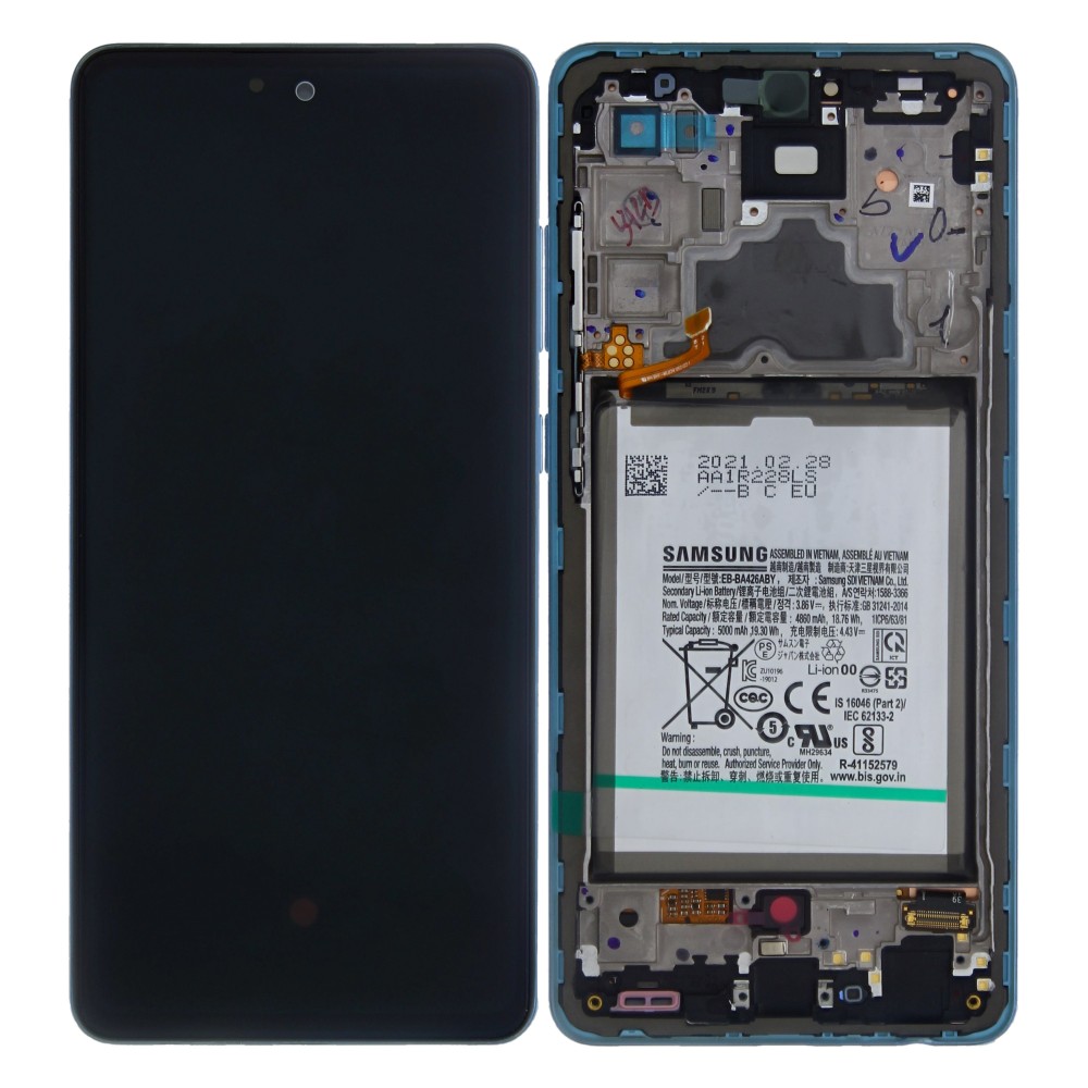 Samsung Galaxy A72 4G/5G 2021 SM-A725/A726 (GH82-25542B/GH82-25541B) Display Complete With Battery - Awesome Blue