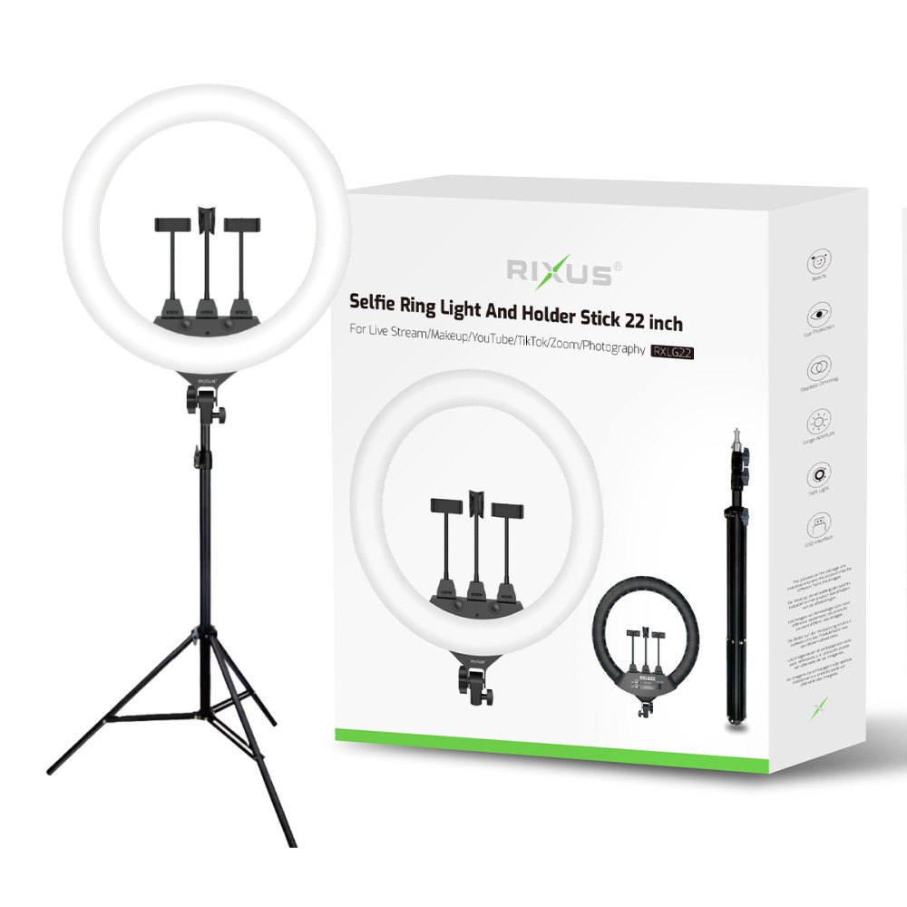 Rixus RXLG22 Selfie Ring Light And Holder Stick 22 inch