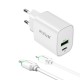 Rixus RX90L 20W Adapter With Type C To Lightning Cable