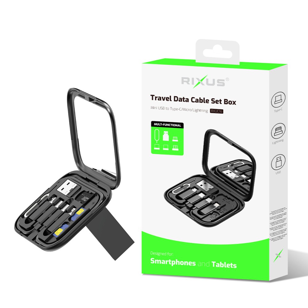 Rixus RXUC16 Multifunction Cable Card USB Adapter Box Kit With Mirror Black