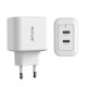 Rixus RXHC45 45W GaN Double USB-C Power Adapter White
