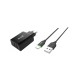 Rixus RX70B Dual USB And PD Charger With USB To Type-C Cable 30W Black