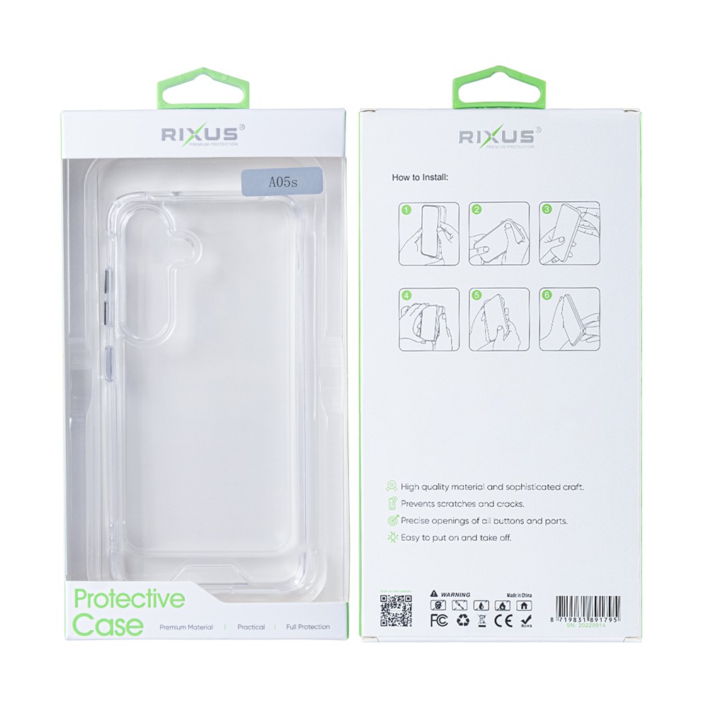 Rixus Anti-Shock Case For Samsung Galaxy A05s A057F Anti-Shock Case Transparent