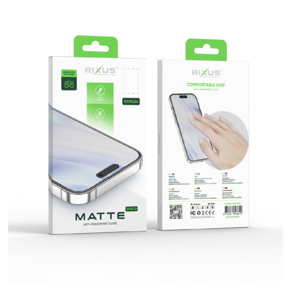 Rixus Matte Anti-Fingerprint Tempered Glass For iPhone 14 Pro