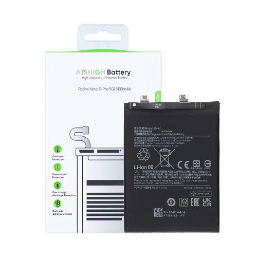 Xiaomi Redmi Note 13 Pro 5G (2312DRA50G), Poco X6 (23122PCD1G) Battery BM5V - 5100mAh (AMHigh Premium)