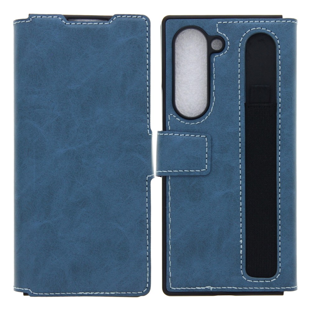 Rixus Wallet Case For Samsung Galaxy Z Fold 6 With Pen Holder Sierra Blue