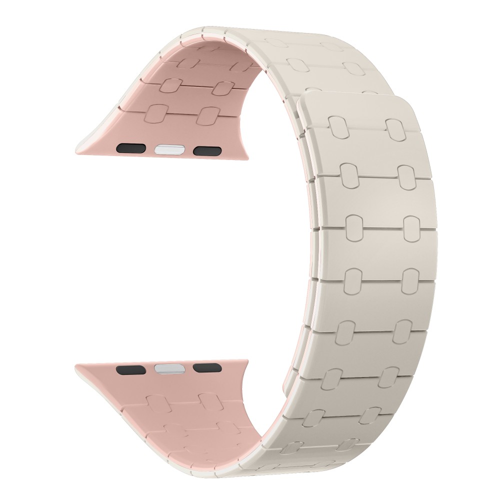 Rixus Silicone Band With Magnetic For Apple Watch 38mm, 40mm, 41mm White + Pink