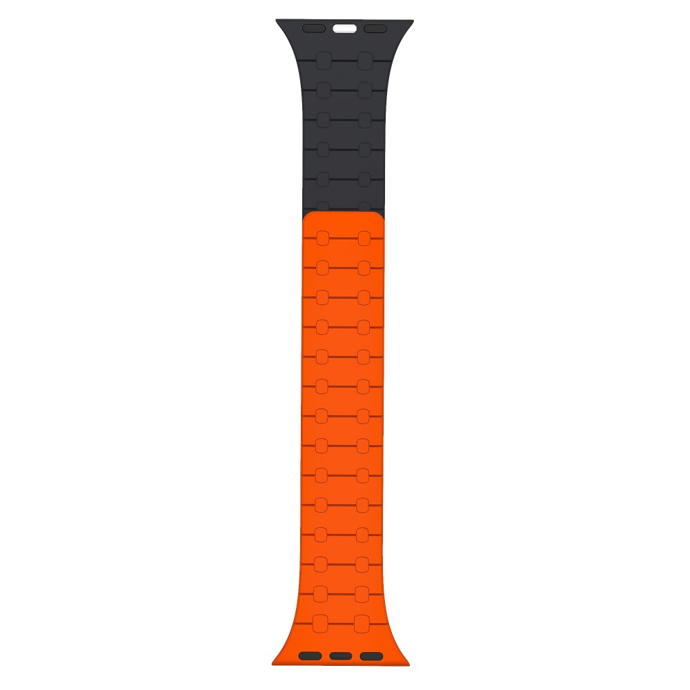 Rixus Silicone Band With Magnetic For Apple Watch 42mm, 44mm, 45mm, 49mm Orange + Midnight