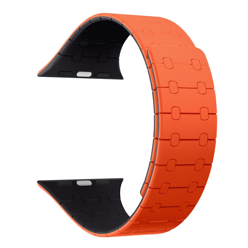 Rixus Silicone Band With Magnetic For Apple Watch 42mm, 44mm, 45mm, 49mm Orange + Midnight