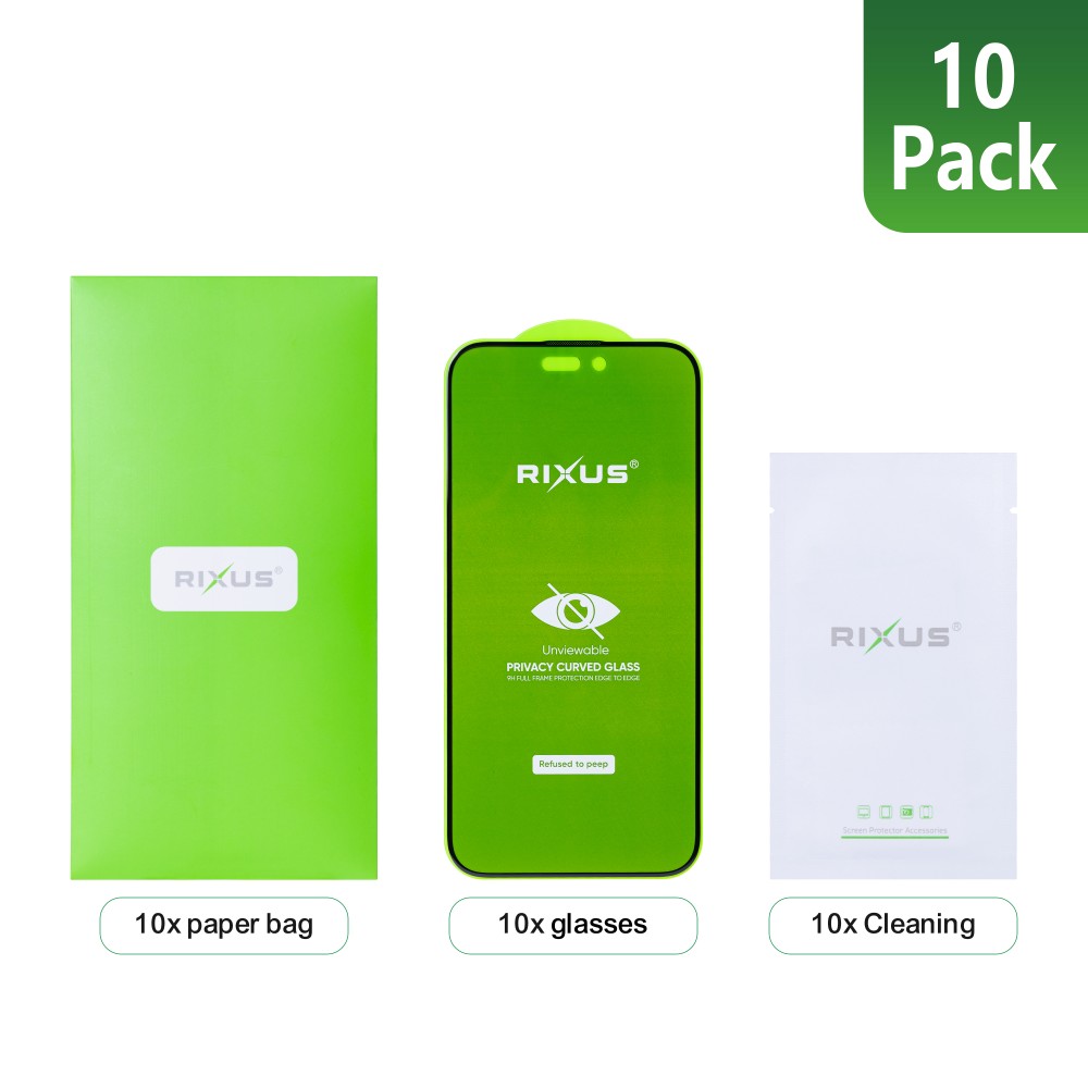 Rixus Privacy Full Curved Edge Tempered Glass For iPhone 15 (10-Pack)