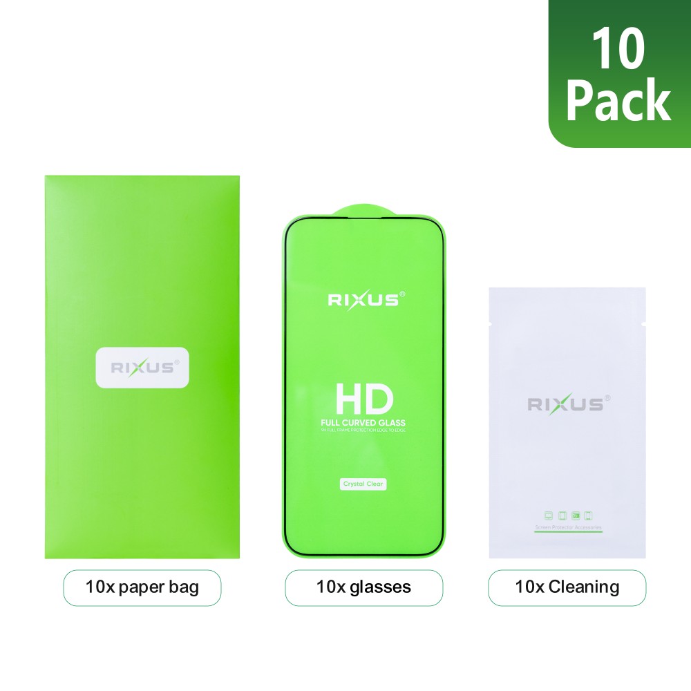 Rixus Clear HD Full Curved Edge Tempered Glass For iPhone XS Max, 11 Pro Max (10-Pack)
