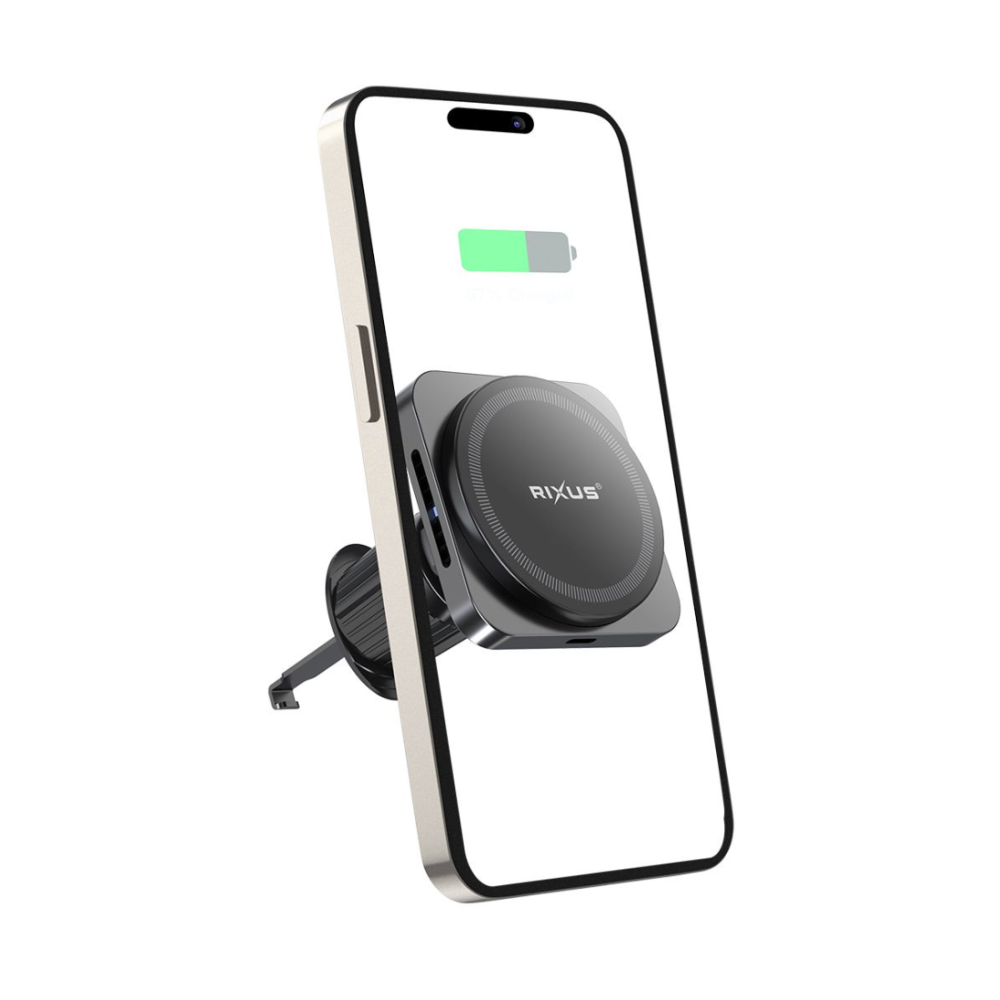 Rixus RXWC20 Wireless Car Charger With MagSafe Car Mount 15W Space Grey
