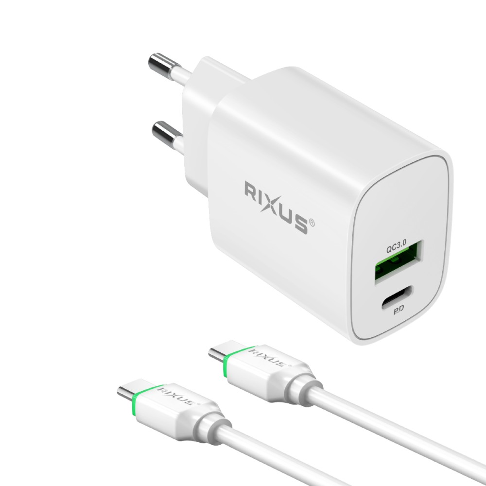 Rixus RX90CC 20W Adapter With Type C To Type C Cable