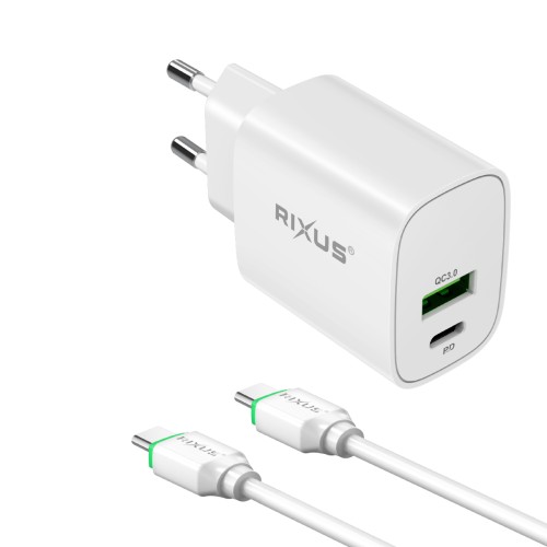 Rixus RX90CC 20W Adapter With Type C To Type C Cable