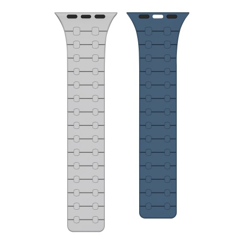 Rixus Silicone Band With Magnetic For Apple Watch 42mm, 44mm, 45mm, 49mm Cloud Grey + Blue