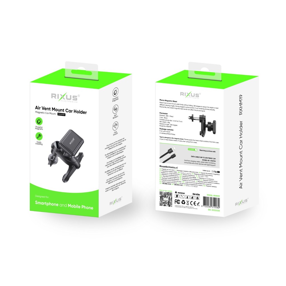 Rixus RXHM19 Air Vent Mount Car Holder Black