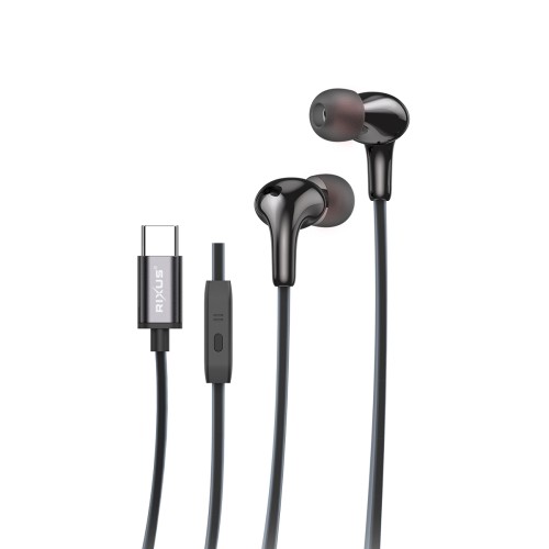 Rixus RXHD27L Stereo In-Ear Lightning Wired Earphone Black