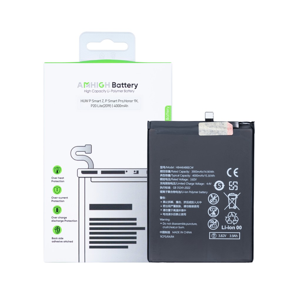 Huawei P Smart Z, P Smart Pro, Honor 9X, 9X Pro, P20 Lite (2019) Battery HB446486ECW - 4000mAh (AMHigh Premium)