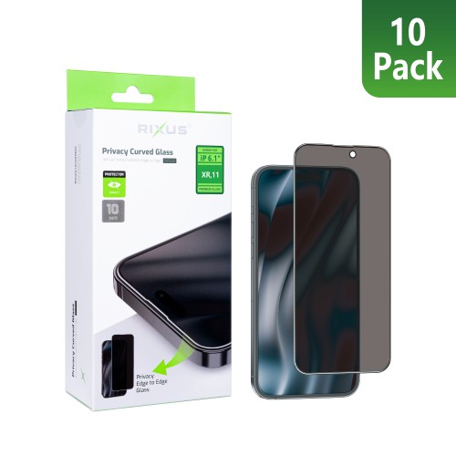 Rixus Privacy Full Curved Edge Tempered Glass For iPhone XR, 11 (10-Pack)