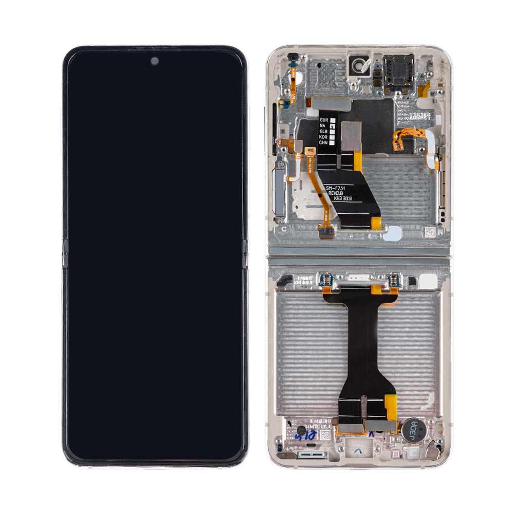Samsung Galaxy Z Flip5 F731B Display And Digitizer With Frame Cream Pulled