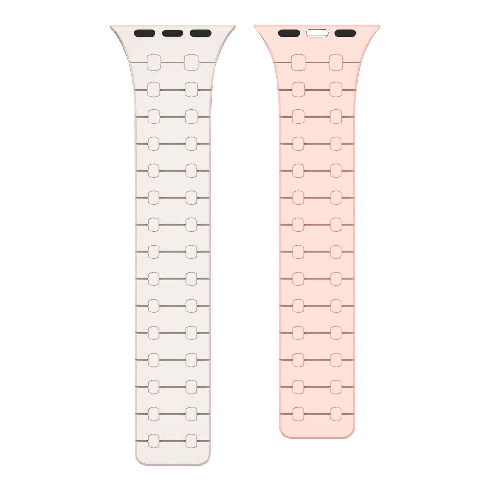 Rixus Silicone Band With Magnetic For Apple Watch 38mm, 40mm, 41mm White + Pink
