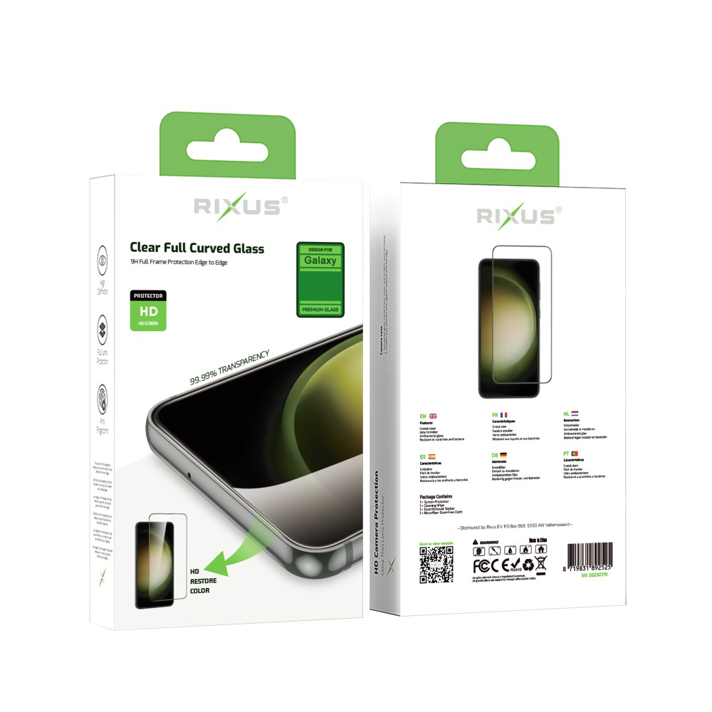 Rixus Clear HD Full Curved Edge Tempered Glass For Samsung Galaxy A14 4G A145F, A14 5G A146B