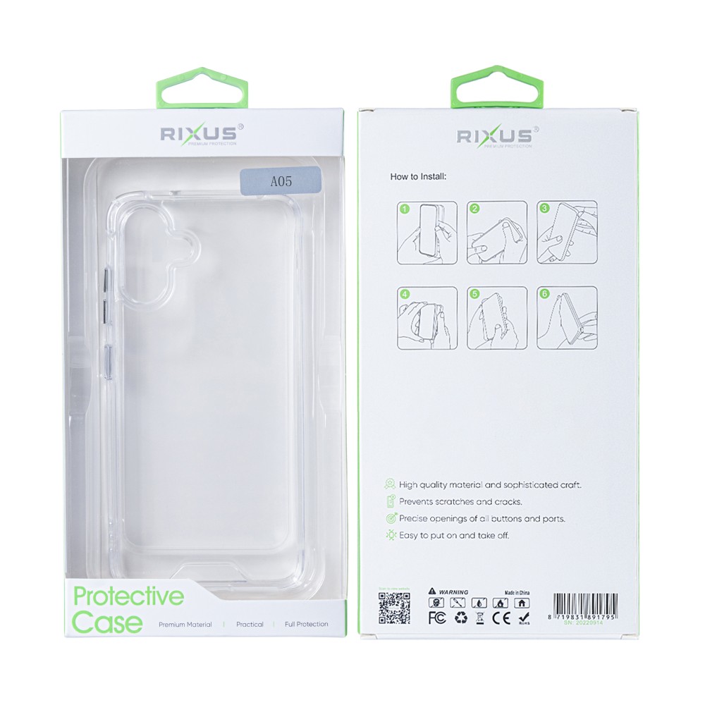 Rixus Anti-Shock Case For Samsung Galaxy A05 A055F Transparent