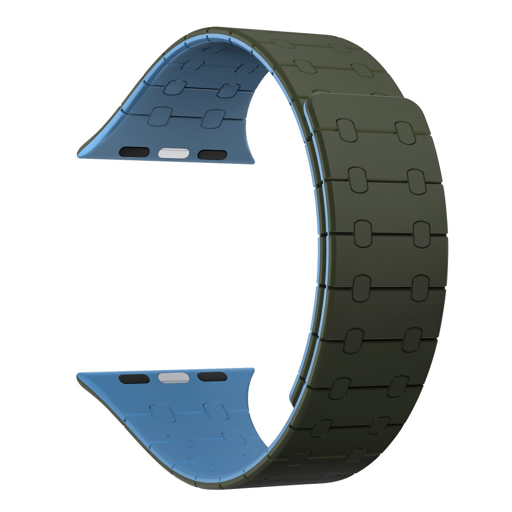 Rixus Silicone Band With Magnetic For Apple Watch 38mm, 40mm, 41mm Dark Green + Deep Blue