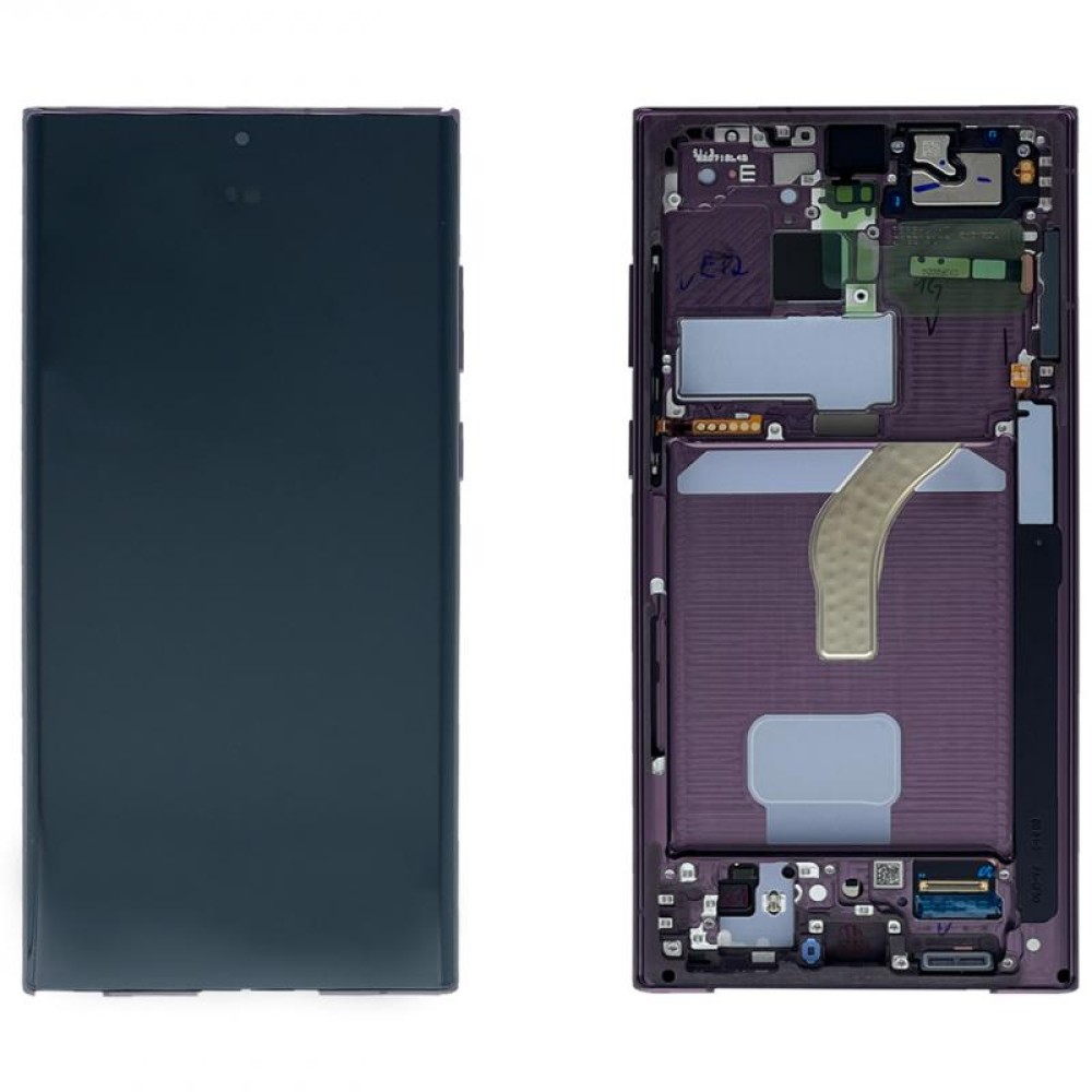 Samsung Galaxy S22 Ultra (SM-S908B) GH82-27488B / GH82-27489B  Display Complete (No Front Camera) - Burgundy (Purple /  Pink)