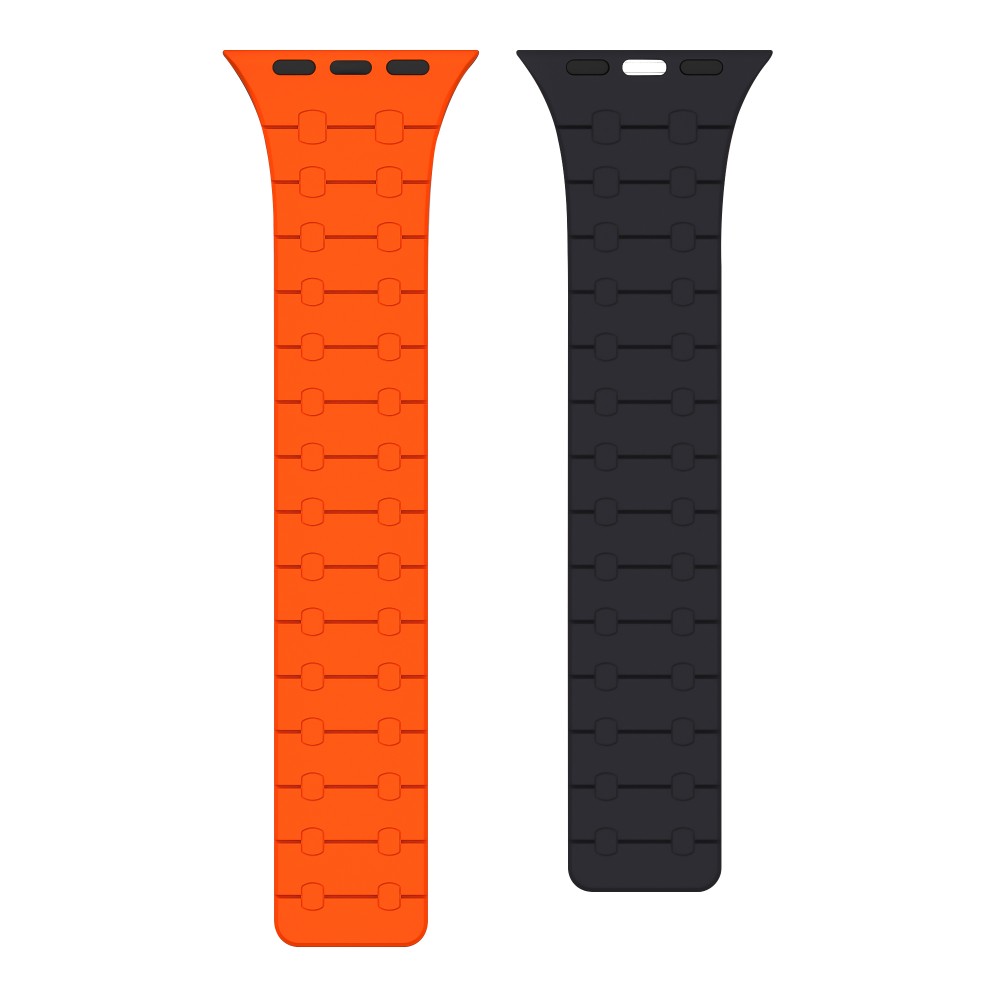 Rixus Silicone Band With Magnetic For Apple Watch 42mm, 44mm, 45mm, 49mm Orange + Midnight